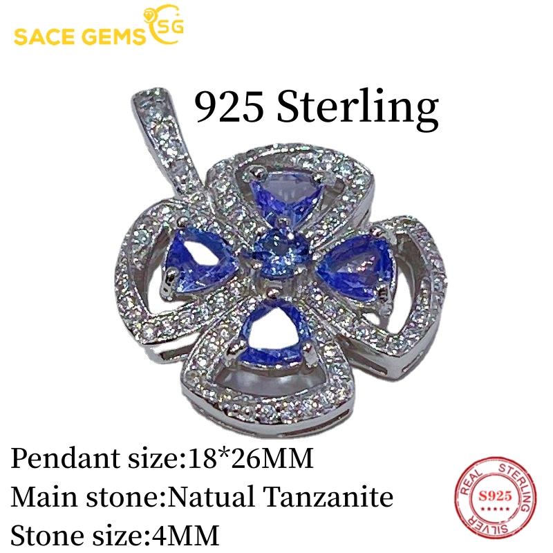Sace Gems Ожерелья-подвески из стерлингового серебра 925 пробы 4 мм с натуральным танзанитом для женщин, два способа ношения, ювелирные украшения на день рождения