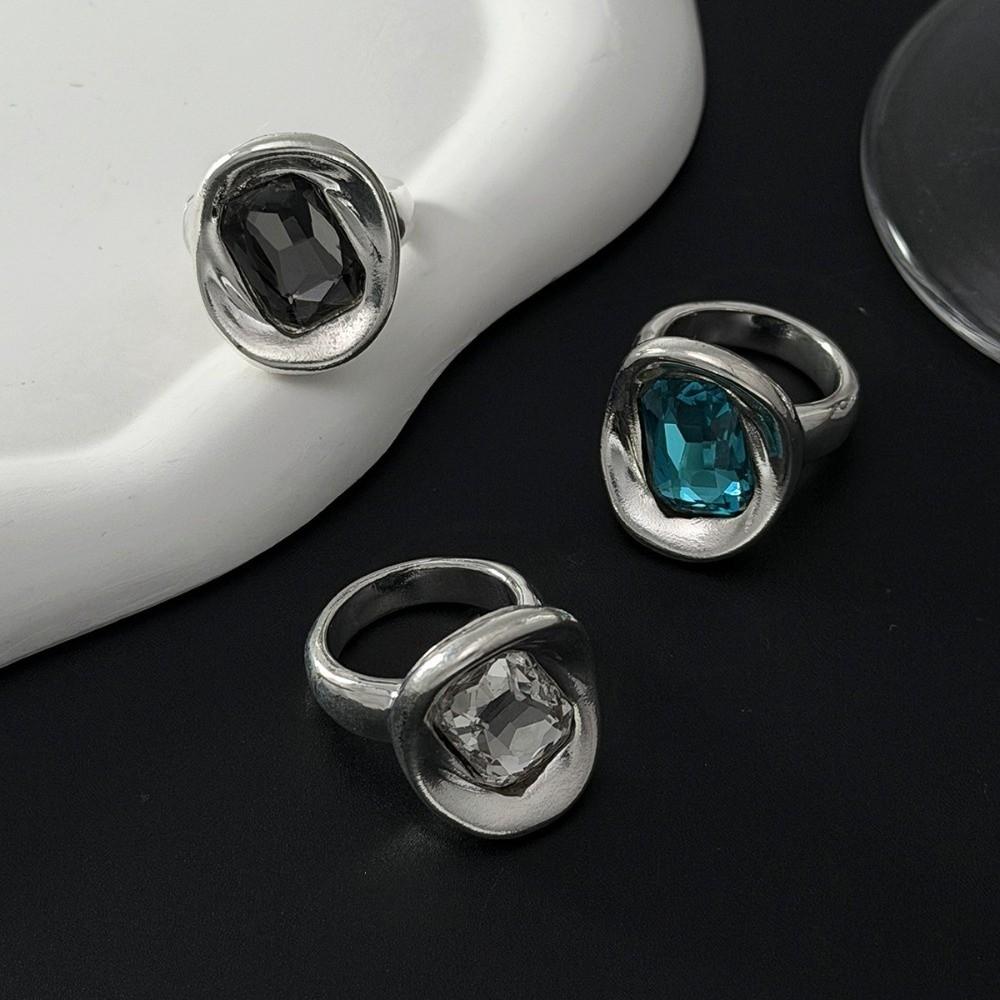 3PCS Candy Color Zinc Zinc Alloy Rings Set Exaggerated Big Dome Plain Ring Geometric Ring Women