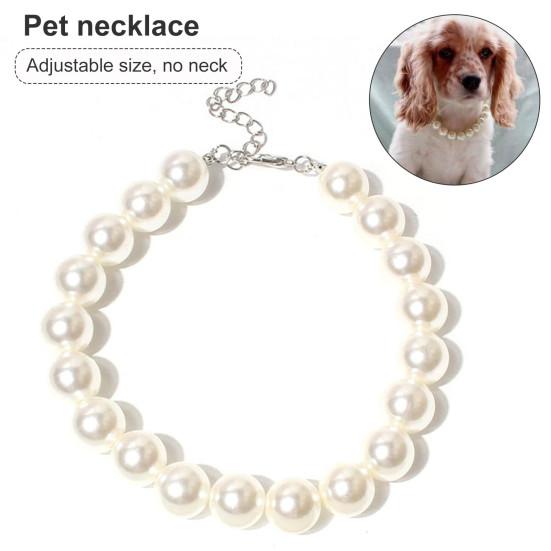 Ошейник для домашних животных, модные украшения для домашних животных, ожерелье с воротником из белого щенка из искусственного жемчуга для свадьбы