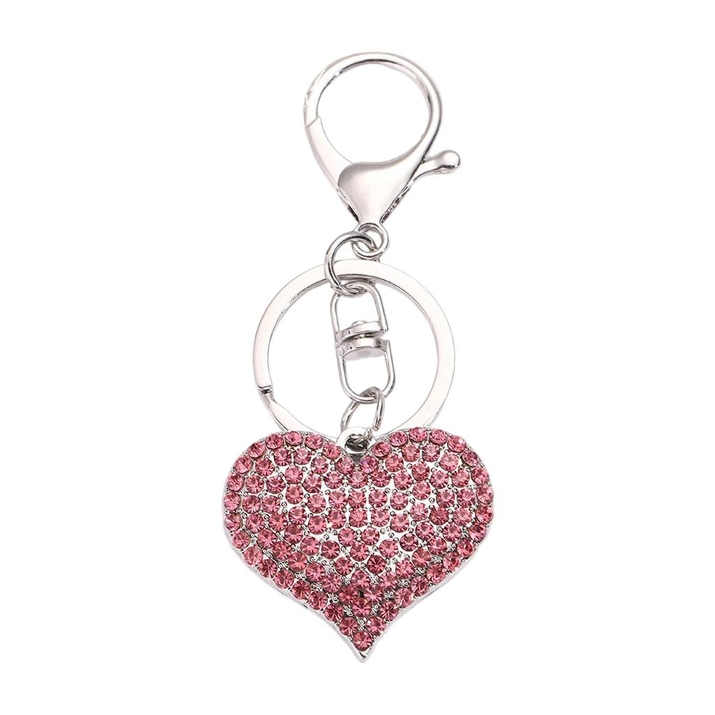 Sparkling Heart Keychain With Full Rhinestone Elegant Design Alloy Keyring Pendant For Gifts And Daily Use