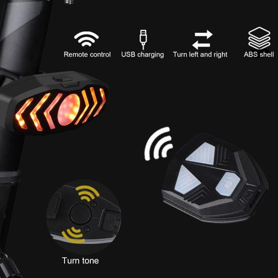 1 комплект, противоударный, 5 режимов освещения, задний фонарь для велосипеда, ПК, беспроводной пульт дистанционного управления, задний фонарь для ночной езды