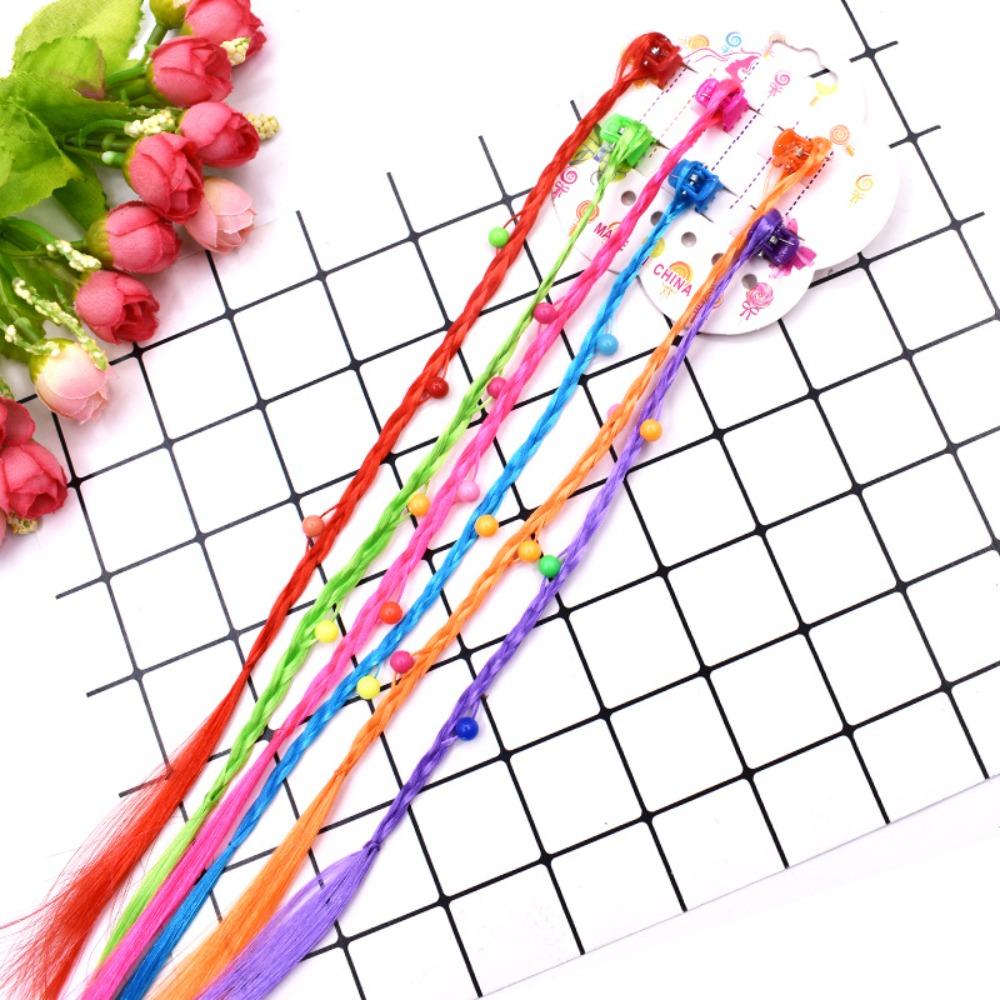 Милые разноцветные косички, красочные заколки для волос, радужные плетеные хвостики, шиньоны для детей, девочек, детей