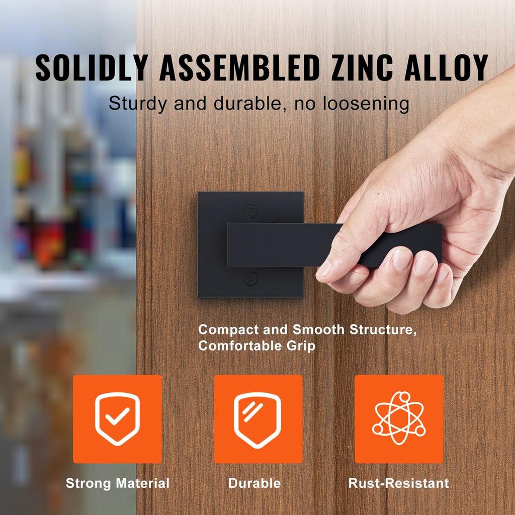 Dummy Door Lever, 2 PCS Non-Turning Single Side Push/Pull Handle, Contemporary Square Door Lever Set, Reversible for Right and Left Sided Doors,For