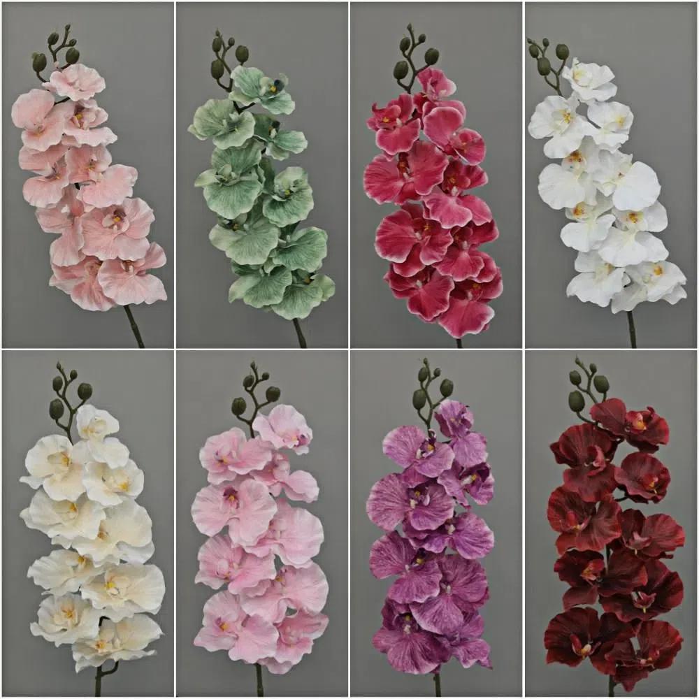 Real Touch Plant Simulation Flower 9 Heads Silk Flower New Artificial Butterfly Orchid Home Decor