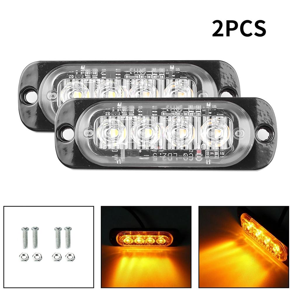 4 светодиодных стробоскопа, боковая сигнальная лампа, стробоскопическая решетка, мигающая световая панель, маяк для автомобиля, грузовика, янтарно-желтый, белый светофор 12 В-24 В