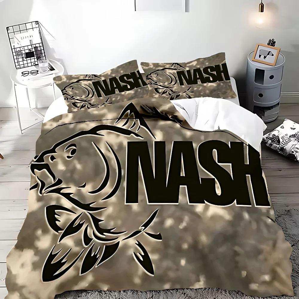Nash Fishing Logo Duvet Cover Set Fish Pattern Bedding Set Adult Boy Girl Bedroom Decoration Children Gift Single Double Size