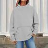 Women's Fashion Oversized Fleece-Lined Long-Sleeve High-Neck Pullover Solid Color Sweatshirt