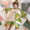 Women's Korean-Style Cartoon Summer Pajama Set - Short-Sleeved Top and Shorts