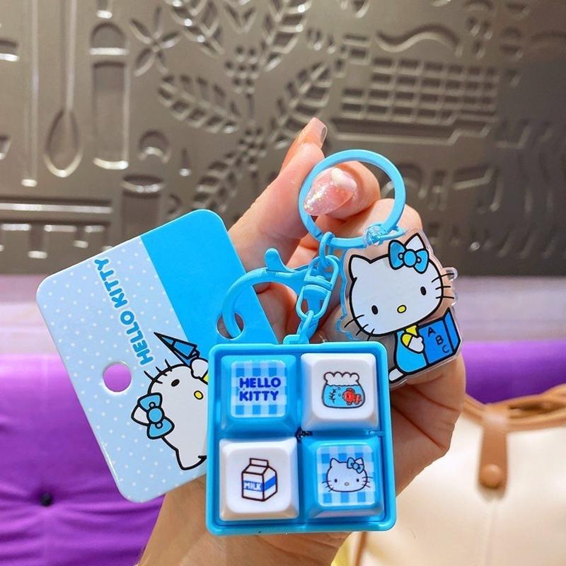 Мультяшный 2026@ Кулон Sanrio Кавайный Японский Хелло Китти Исцеление и Снятие Стресса Четырехпанельный Кнопка Брелок Подвеска для Рюкзака
