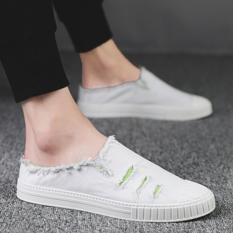 Летние новые дышащие тапочки Lazy Man One Step, японские низкие модные мужские туфли для сноуборда, парусиновые туфли Half Trailer