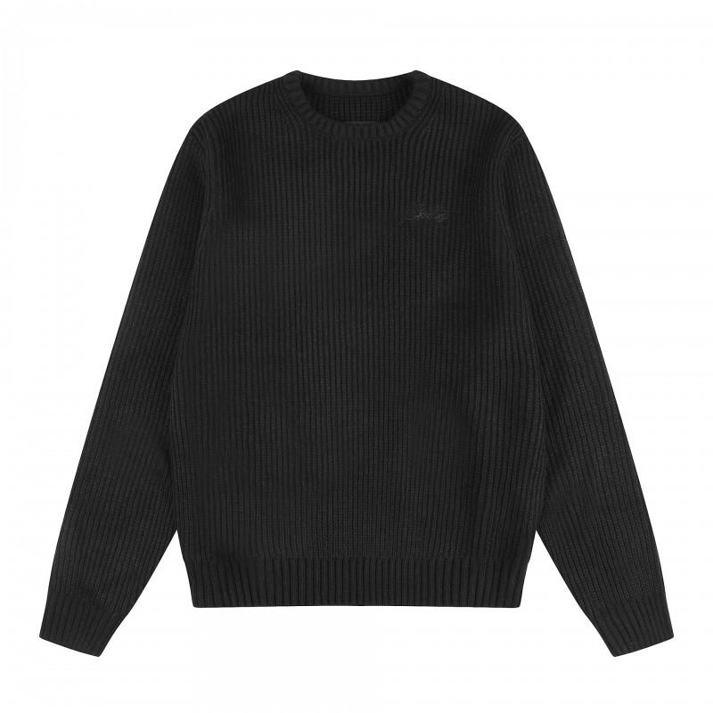 Mens Oversized Casual Long Sleeve Knit Sweater - Acrylic Blend Round Neck Ribbed Hem Fall Streetwear