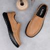Casual Leather Shoes Men's Round Head Autumn Daily Leather Men's Shoes One Pedal Non-slip First Layer Cowhide Dad Shoes