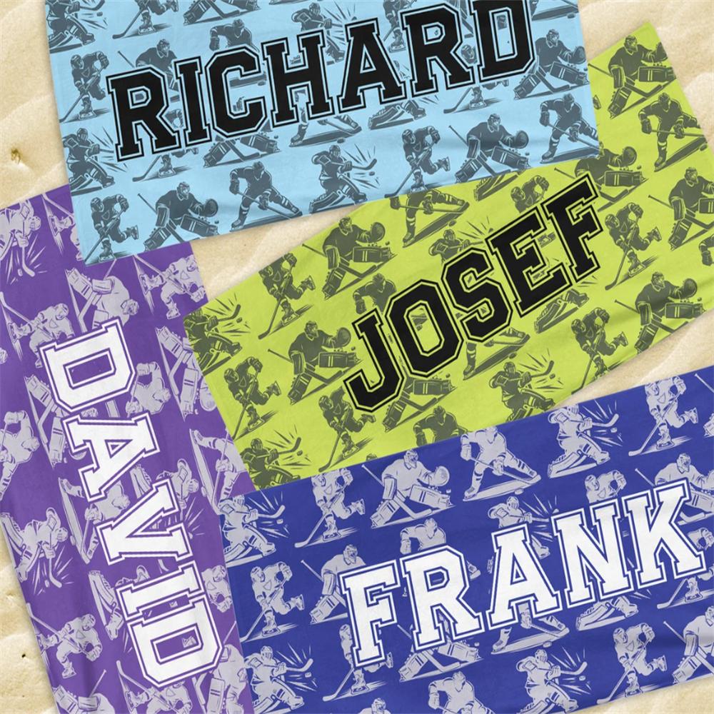 Hockey Beach Towel, Personalized Name Beach Towel, Sports Lover Gift, Summer Season Gift, Boys Hockey Towel, Beach Squad, Summer