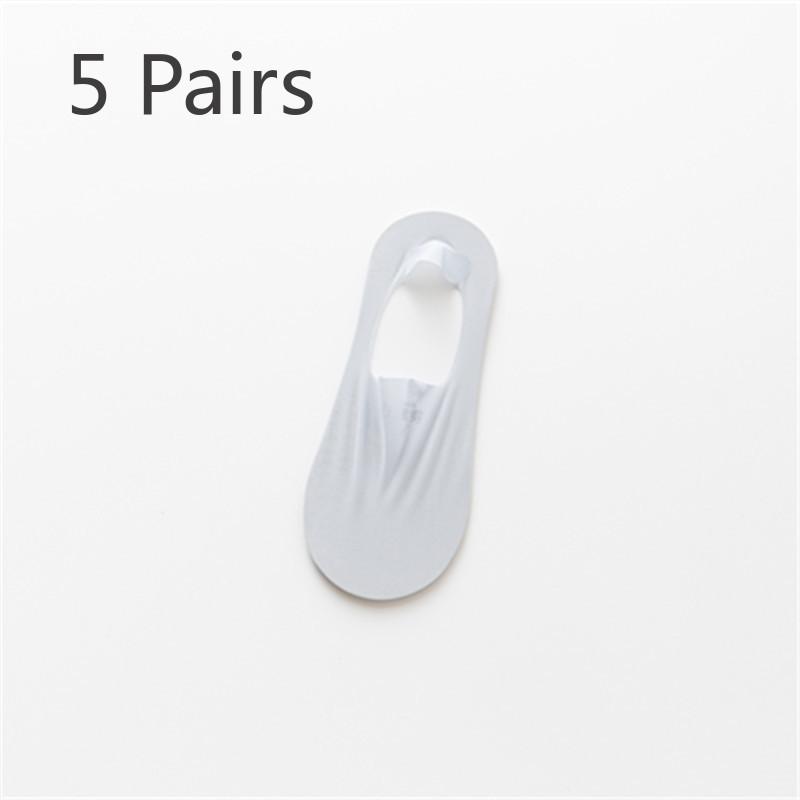 5 пар женских летних однотонных невидимых тонких шелковых носков-лодочек с неглубоким вырезом