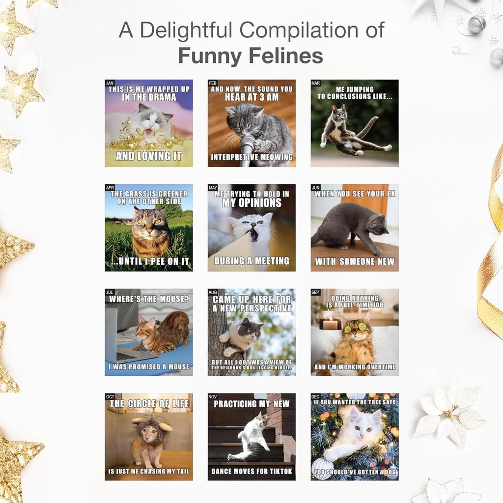 RED EMBER If Cats Could Talk 2026 Wall Calendar 12 Month | 12" x 24" Open | Thick & Sturdy Paper | Holiday Gift | Meme Kids Kitten Funny Cat Calendar