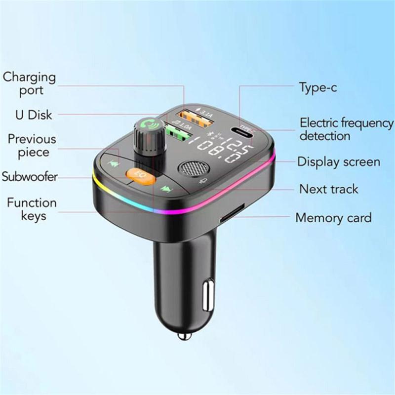 Bluetooth-совместимый FM-передатчик 5.0, беспроводной PD, 20 Вт, быстрая зарядка, двойной дисплей, двойное зарядное устройство USB