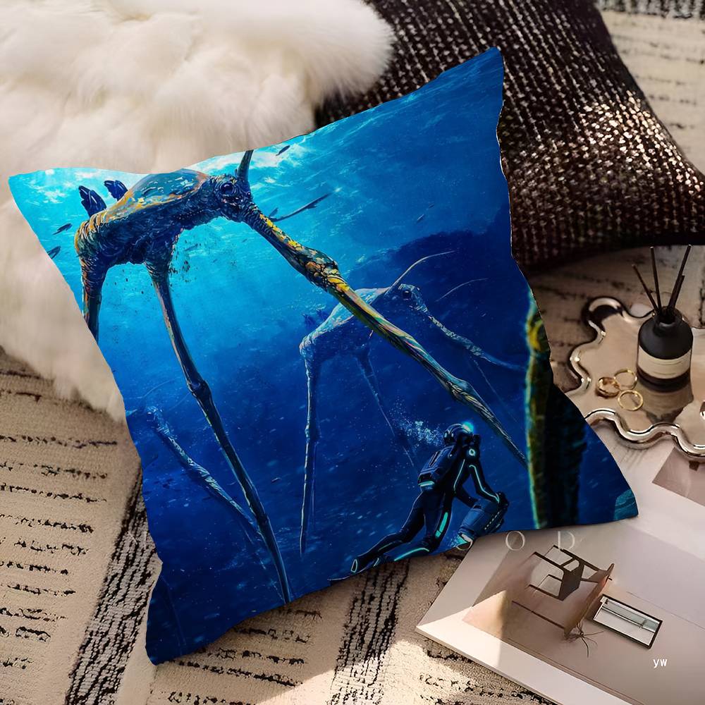 Subnautica Game Cover Pillow Covers Cartoon Sofa Decorative Home Double-sided Printing Short Plush Cute Cushion Cover