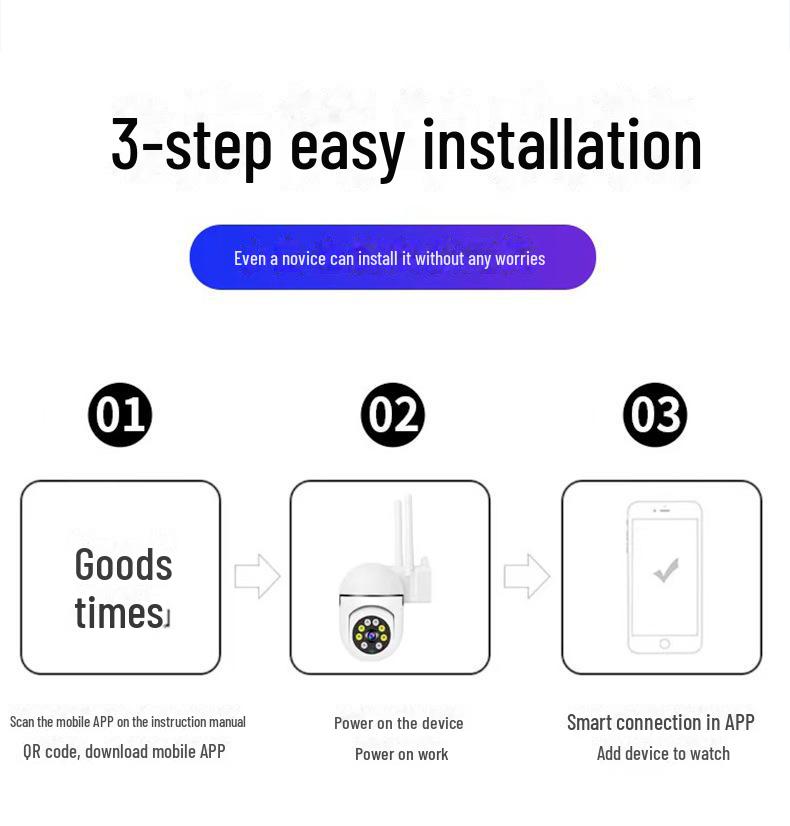 Беспроводная наружная камера 1080P HD с ночным видением и мобильным удаленным мониторингом через WiFi