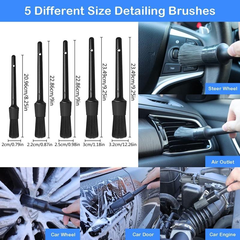 Auto Dashboard Cleaning Brushes Interior Exterior for Seat Detailing Tools 18pcs