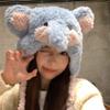Cute Cartoon Blue Elephant Plush Hat Women's Autumn and Winter Thickened Warm Lei Feng Hat Cold Protection Ear Hat