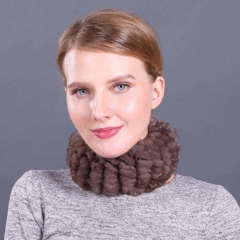 Женский осенне-зимний пуловер, теплый воротник двойного назначения, эластичный тканый меховой шарф из кроличьей шерсти Wai Rex