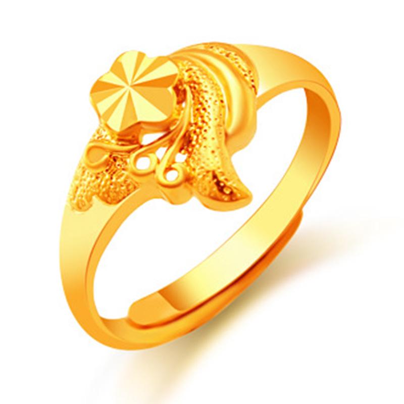 Sand Gold Ring for Women, Long-lasting Color Retention, Niche Sweet Imitation Gold Open Female Ring, Copper Alloy Accessories