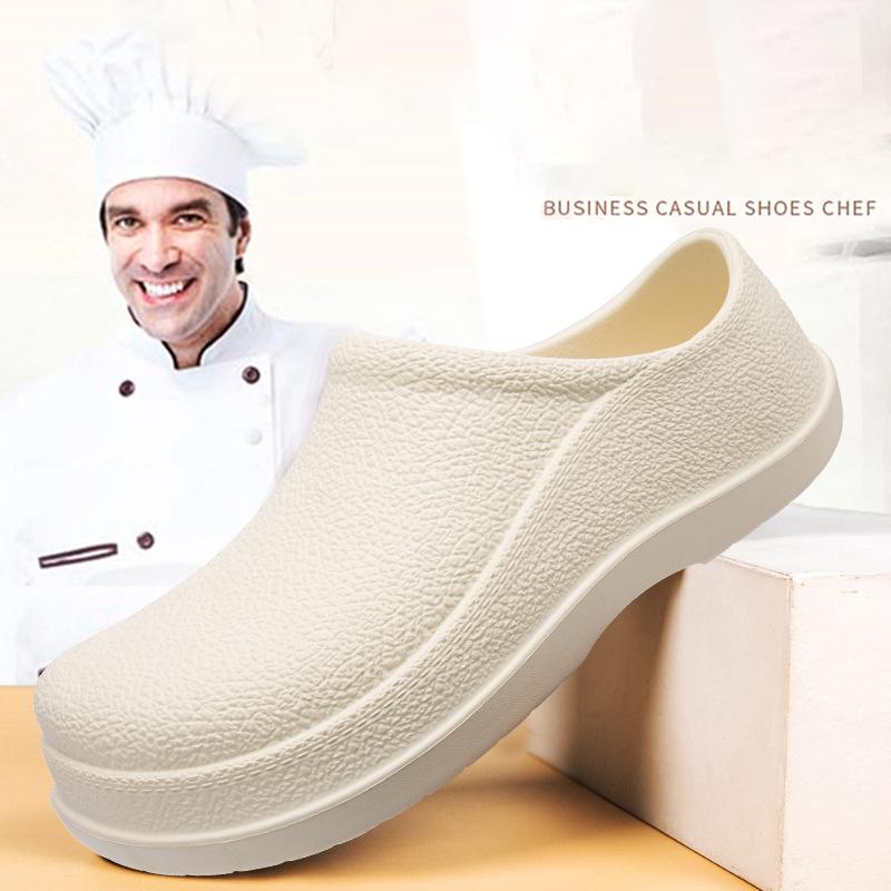 Men Chef Shoes Man Summer Beach Slippers Water Proof Oil Proof Kitchen Shoes Non Slip Garden Clogs Hotel Work Shoe EVA Sandal