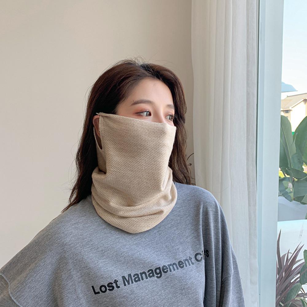 Neck Protection Women's Ear-mounted Masks Hanging Ear Neck Cover Knitted Bib  Autumn Winter
