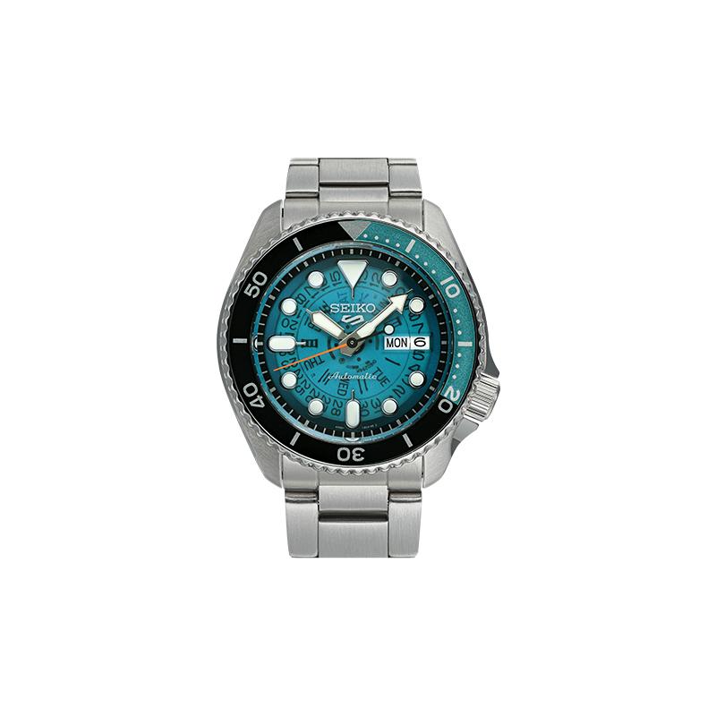 Seiko 1970-е Годы Time Sonar Tribute Скелетон Водяной Призрак Спортивные Часы Счастливый Синий Механический Механизм Стальной Ремешок Мужские Часы Синий Циферблат SRPJ45K1