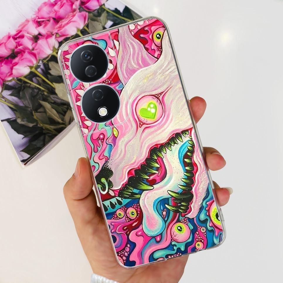 For Cover Honor X7b 5G Case For Honor X8B 4G Love Heart Women Fashion Luxury Pattern Housing Etui Huawei HonorX8b Soft Clear TPU