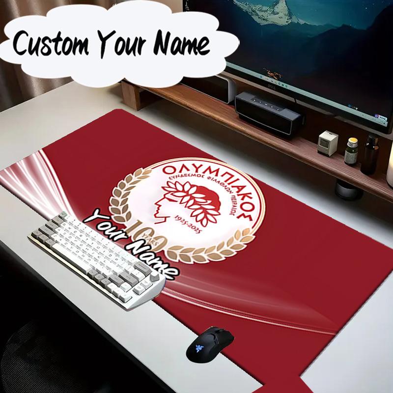 Custom Name Mouse pad Olympiacos Fc Crest Design Mouse Pad Desk Mat, Non-Slip Rubber Backer Pad For Computer Notebook Gaming Mouse Pad Birthday Gift
