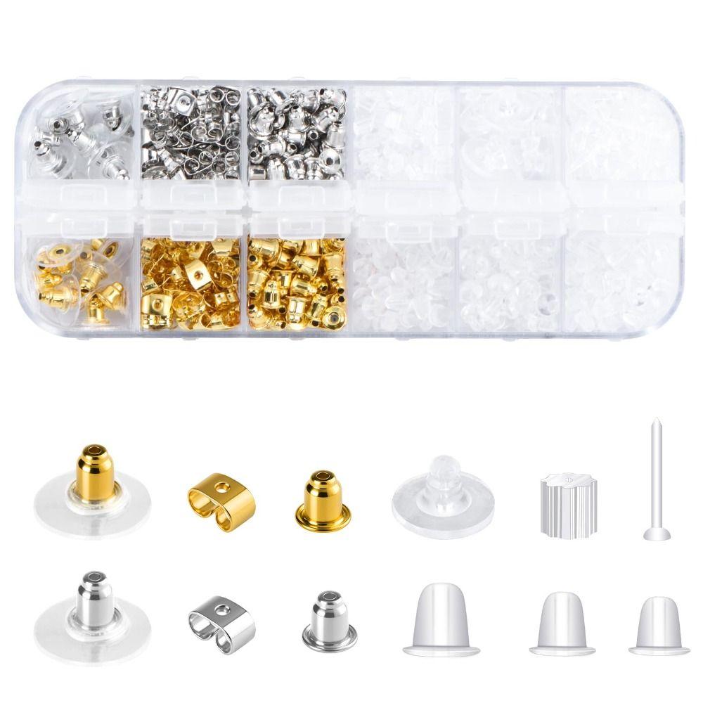 600Pcs/Set Clear Earring Backs Studs Kit 12 Styles Clutch Stoppers for Fish Hook Earrings