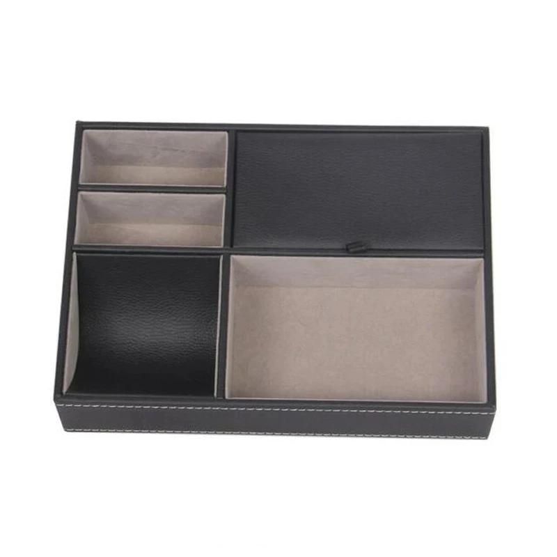 PU Leather Watch Protective Box Case Watch Jewelry Ring Display Storage Tray Desktop Holder Organizer for Women Men Organization