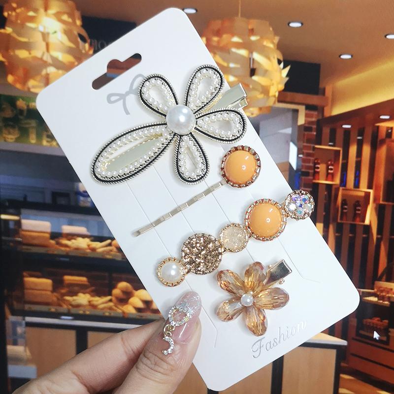 Корея Блестящий Кристалл Набор Заколок для Волос Модные Аксессуары для Волос Тренд для Женщин Девушка Жемчуг Стразы Заколка Боковая Заколка для Волос