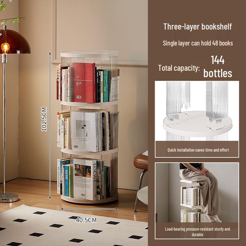Вращающийся на 360° детский книжный шкаф - Большая вместимость, многоярусное напольное хранилище для гостиной