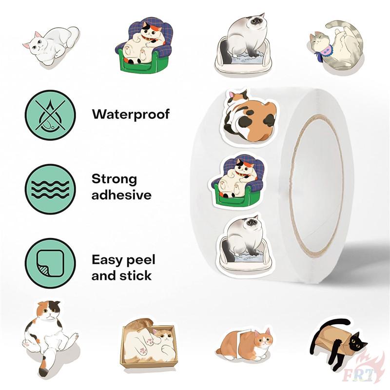 500 шт./рулон Q Lazy Cats Kids Rewards Наклейки - DIY Scrapbooks Декор Альбом Запечатывание Этикетки Наклейки