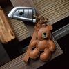 Original Design Teddy Puppet Bear Leather Car Key Bag Pendant Handmade Custom Gift Women's Keychain