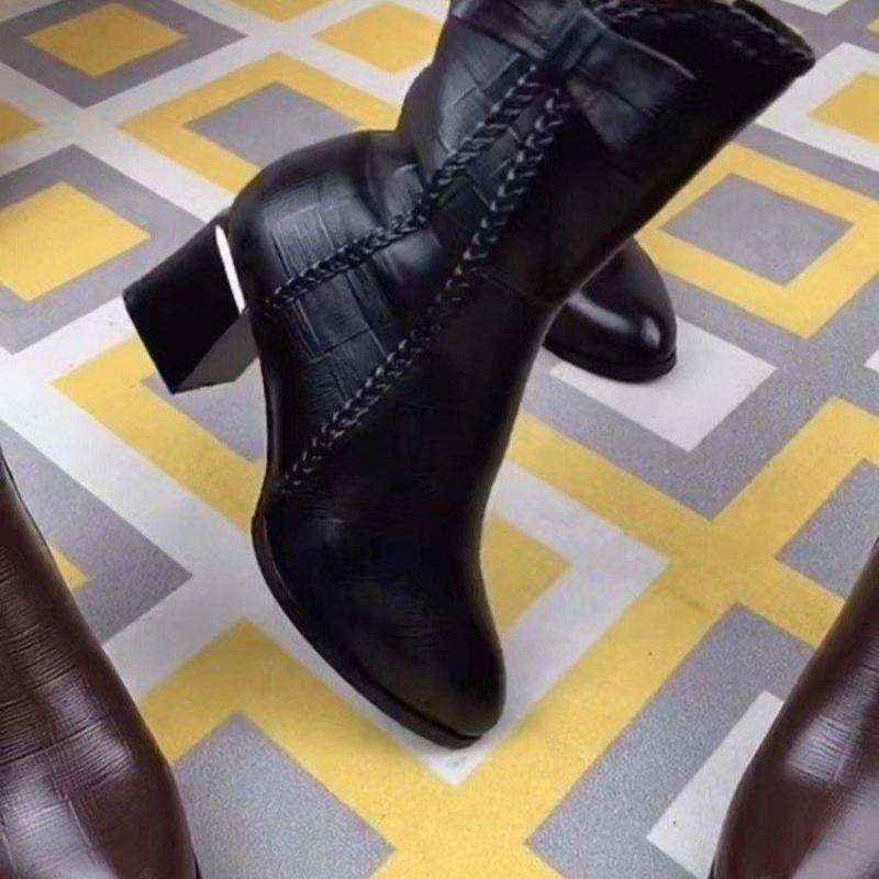 Модные зимние плюшевые теплые кожаные ботинки с бантом и круглым носком для женщин, повседневные нескользящие ботинки с заостренной молнией, женские ботинки