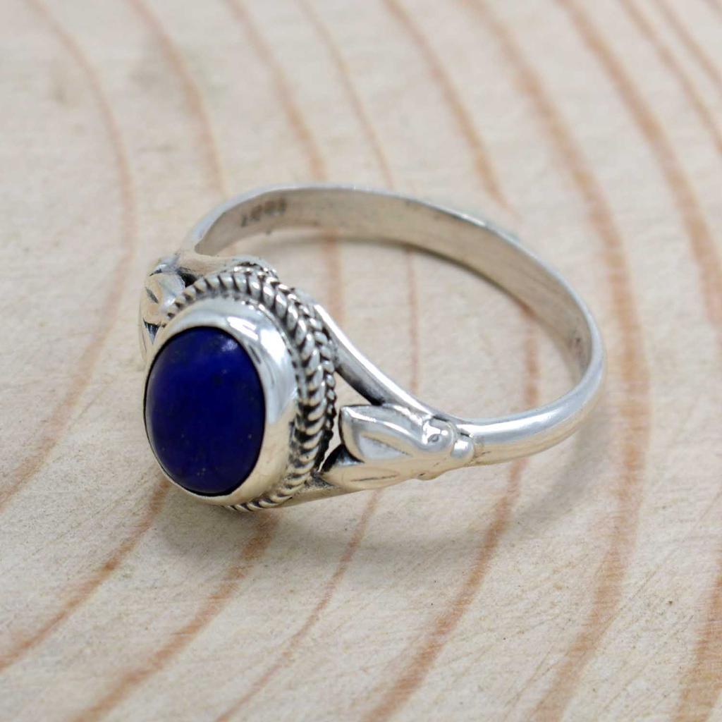 Кольцо из стерлингового серебра 925 пробы с лазуритом, ювелирные изделия с овальным драгоценным камнем