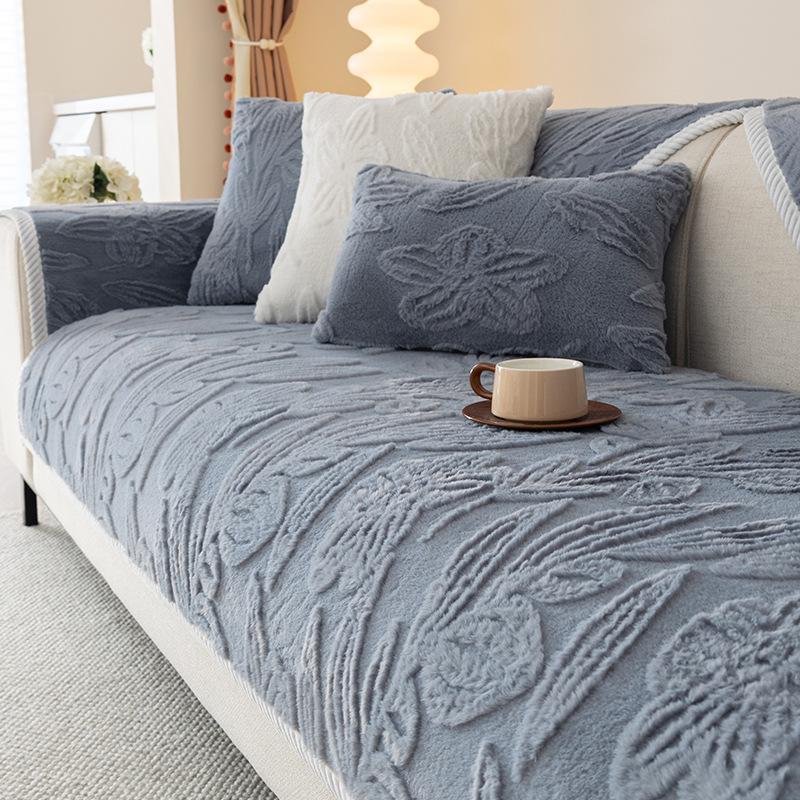 Winter Thicken Sofa Cover Solid Color Cream Wind Plush Sofa Cushion Corner Slipcovers for Living Room Nordic Decor Couch Cover