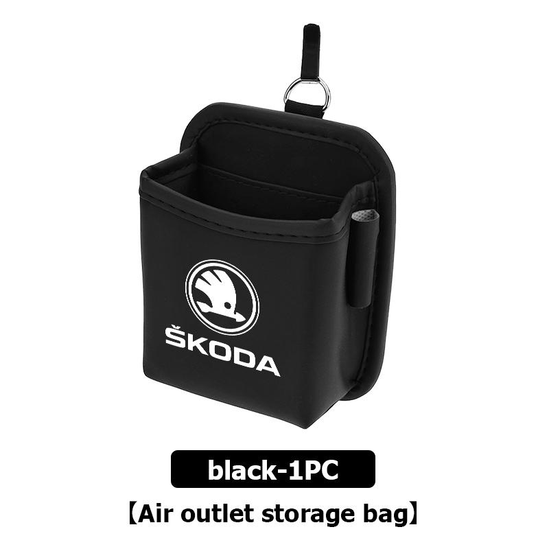AAABT1 For Skoda Car Air Outlet Storage Box Hanging Phone Lipstick Lighter Organizer Bag Holder Rapid Octavia Derivative Enyaq-iV