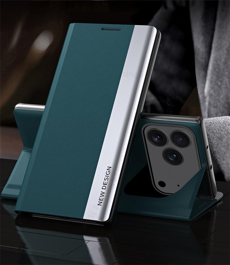 Cases For iPhone 17 Pro Max 5G 6D Plating Leather Phone Kickstand Case For Apple 17 Air 16e 15 Pro Max 14 Plus Full Protection Magnet Book Stand Cover