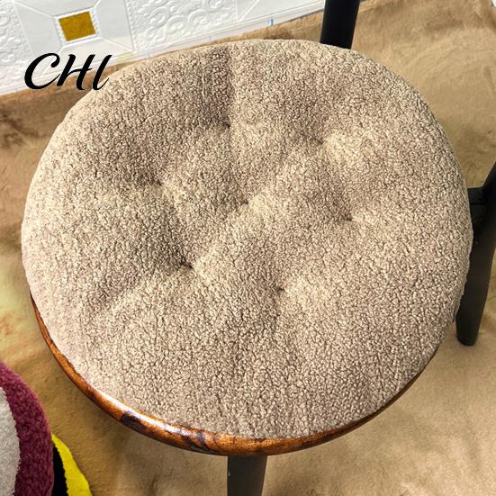 Extra Thick Cushion Seat Round Futon Design Furry Short Plush Surface Warm Chair Floor Anti-Slip Solid Color