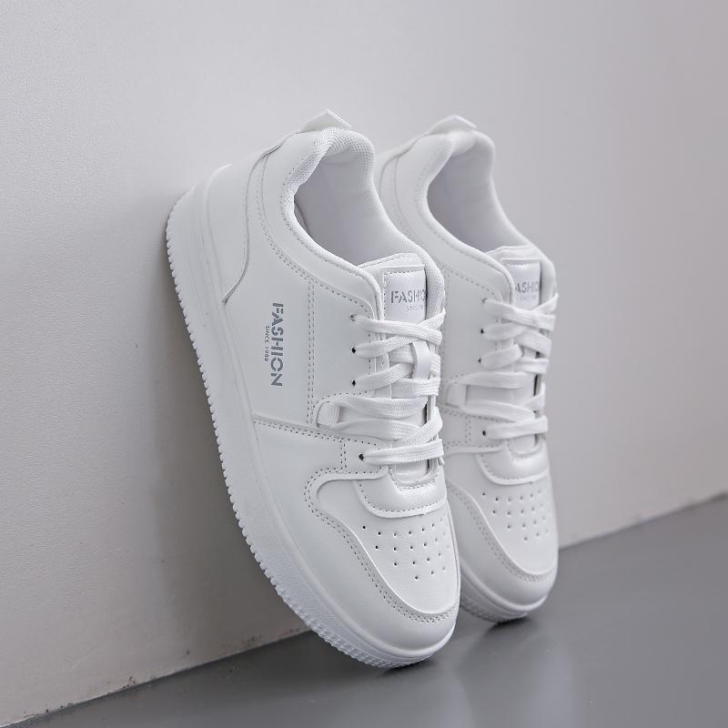 Маленькие белые туфли на шнуровке, женские, новые, на толстой подошве, высокие, повседневные, одинарные, простые, спортивные, для серфинга