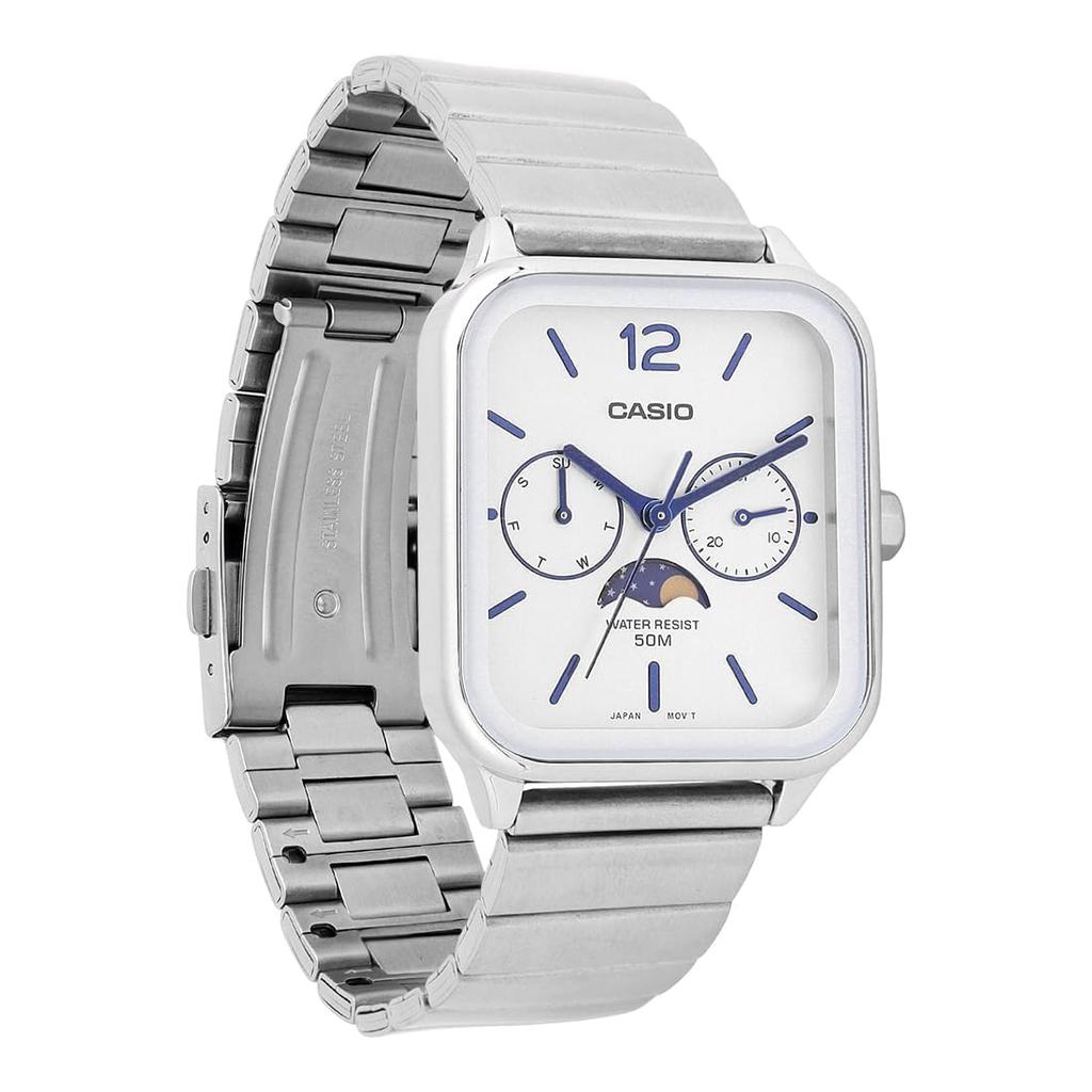Casio Watch White Silver Classic Men's - MTP-M305D-7AVDF Dial, Band, Silver,