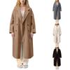 Женское модное повседневное шерстяное однотонное длинное пальто