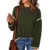 Women Solid Color Hollow Round Neck Pullover Knitted Sweater