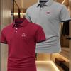 2Pack Men'S Fashion Color-Blocked Casual Short-Sleeve Polo Shirt, Comfortable And Breathable for Everyday Outdoor Wear
