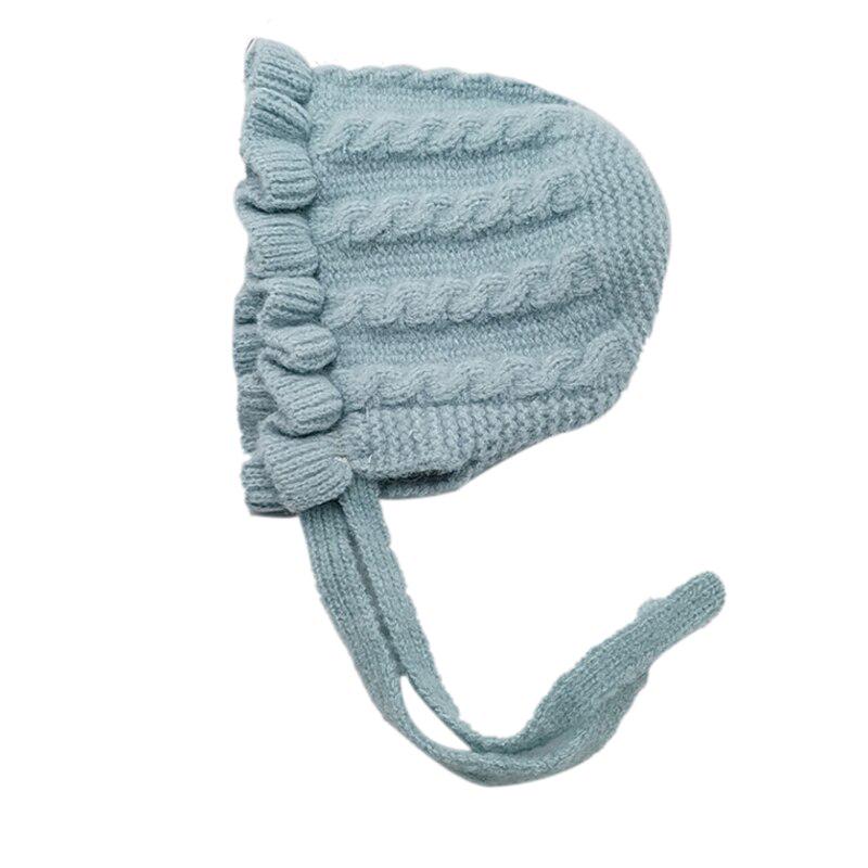 Winter Baby Girls Toddler Solid Print Hats With Ruffle Design Casual Caps Headwear