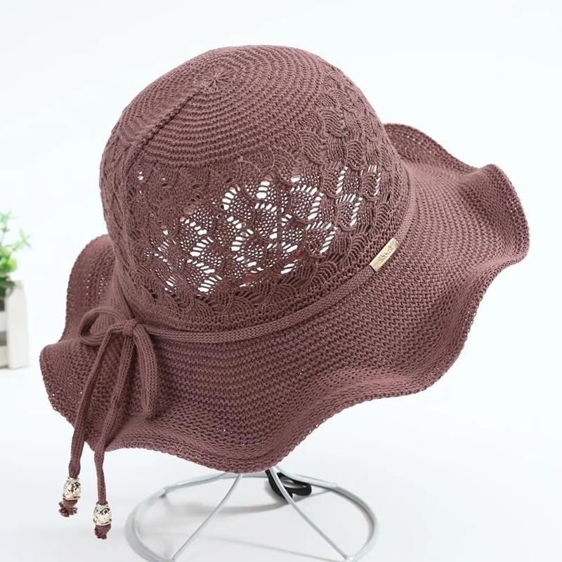 WTEMPO Women Summer Sun Hatd Simple Solid Color Bow Shading Hats Foldable Sunscreen Vacation Versatile Cool Hats